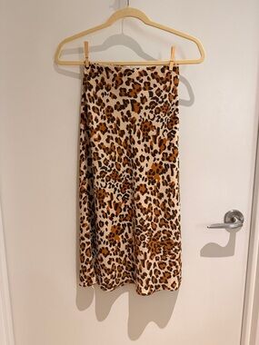 Babaton Leopard-Print Midi Skirt in Cream and Brown